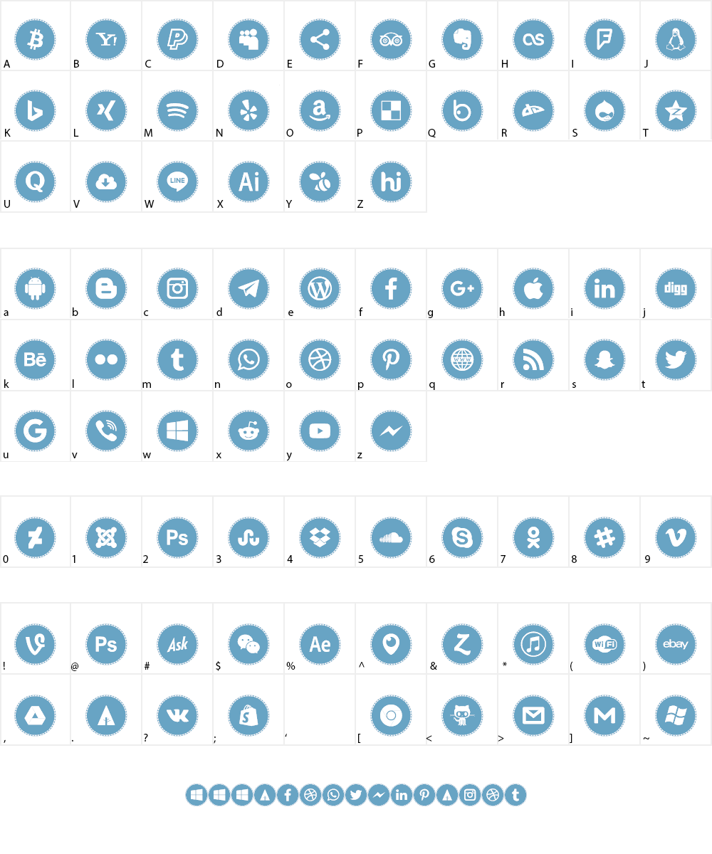 Icons Social Media 11 Font Character